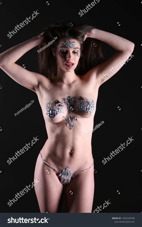 Sexy Brunette Beautiful Woman Posing Lingerie Stock Photo