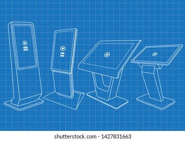 Blueprint Five Promotional Interactive Information Kiosk Stock Vector