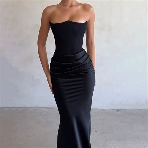 Strapless Off Shoulder Bodycon Maxi Dress Depop