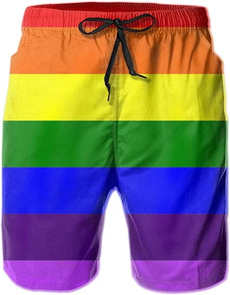 Men S LGBT Gay Pride Flag Swim Trunks Beach Board Shorts Quick Dry Bathing Suits Holiday Shorts