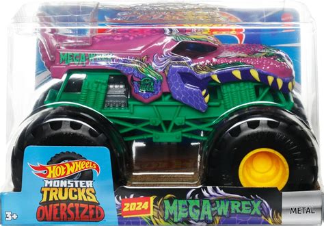 Hot Wheels Monster Trucks Vehículo de Juguete Mega Wrex Escala 1 24 para niños de 3 años en