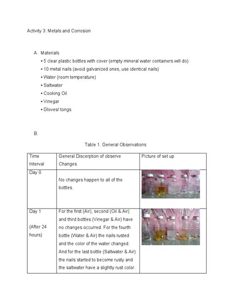 Activity 3 Metal And Corrosion Pdf Rust Corrosion