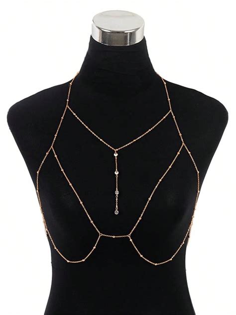 Gold Bead Decor Chest Chain Boho Layered Gold Body Chains Hot Bikini Jewelry For Women Beach