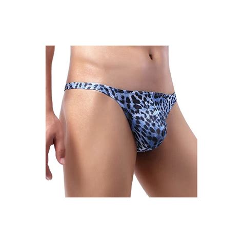 Faringoto Slip Da Uomo Con Perizoma Leopardato Intimo Bikini Vita Bassa Blu M Stileo It