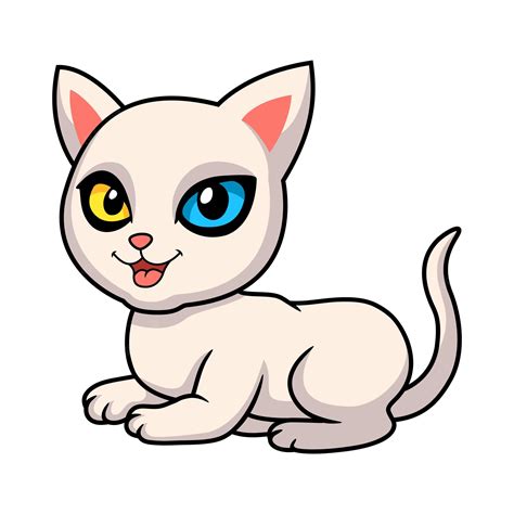 Dessin Animé Mignon Chat Khao Manee Vecteur Premium
