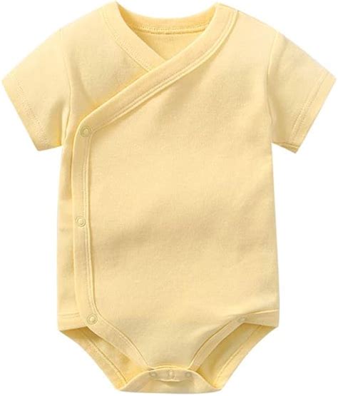 Newborn Unisex Baby 100 Cotton Short Sleeve Kimono Onesies Side Snap
