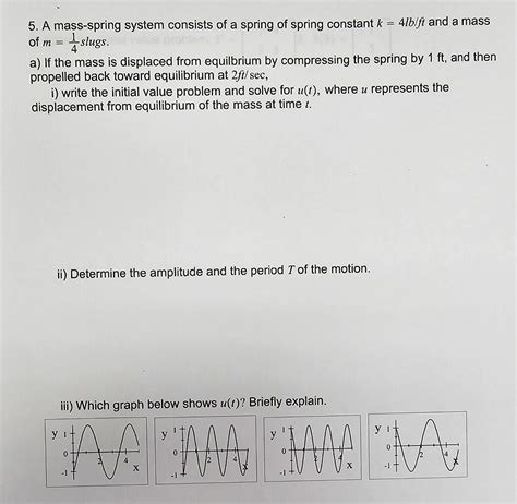 Solved A Mass Spring System Consists Of A Spring Of Spring Chegg