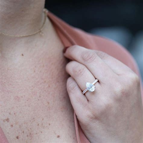 Ct Pear Cut Lab Diamond Ring Engagement Ring With Hidden Etsy