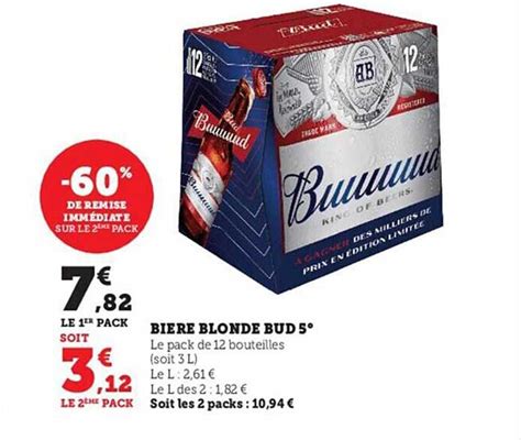 Promo Bière Blonde Bud 5 chez Hyper U iCatalogue fr