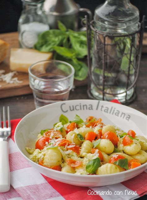 Gnocchi Al Pesto Con Mozzarella Y Tomates Cherrys Cocinando Con Neus