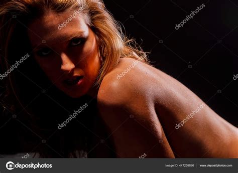 Attractive Blonde Lingerie Model Poses Studio Environment Stock Photo Actionsports