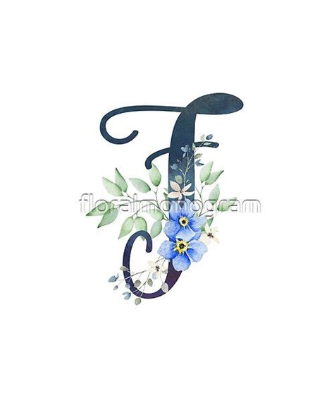 Monogram A Wild Blue Flowers By Floralmonogram Redbubble Monogram