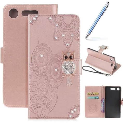 Coque Sony Xperia XZ1 Cuir PU Hibou Mandala Motif Glitter Paillette