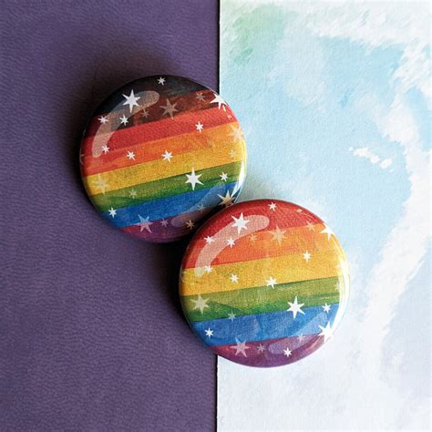 Starry Gay Pride Flag Button Pin Etsy