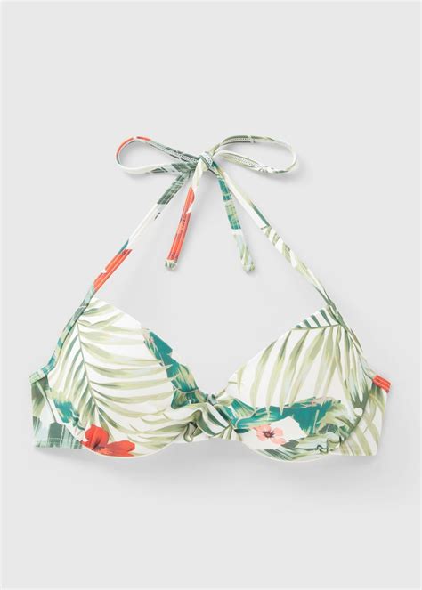 Tropical Leaf Print Cupped Bikini Top Matalan