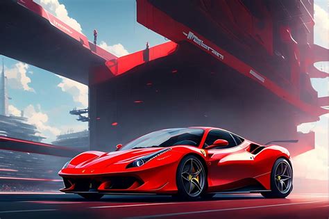 red ferrari concept  anime illustration poster etsy
