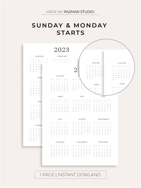 Calendar Printable Calendar Monthly Planner A Etsy