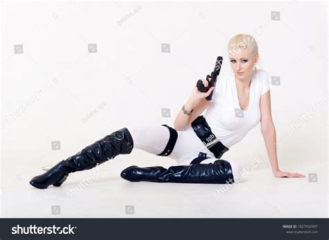 Sexy Blonde Gun Hand Stock Photo 1027932997 Shutterstock