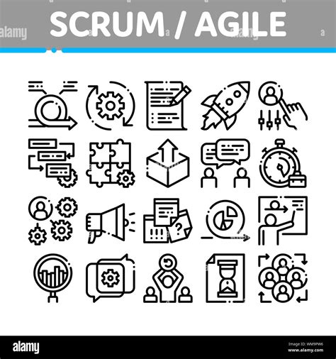 Scrum Agile Collection Elements Vector Icons Set Stock Vector Image