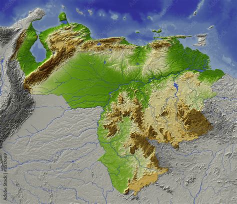 Venezuela Relief Map Colored According To Elevation Stock Illustration Adobe Stock