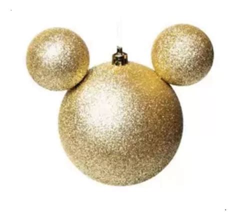 Bola De Natal Cabe A Do Mickey Dourada Bolas Glitter