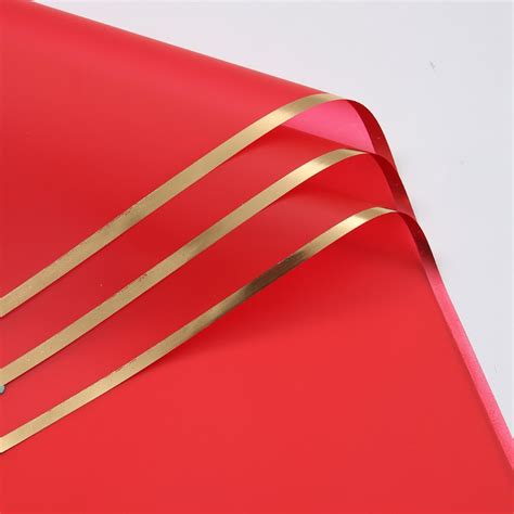 Jual Lembaran Cellophane Kertas Buket Flower Wrapping Two Edge Gold