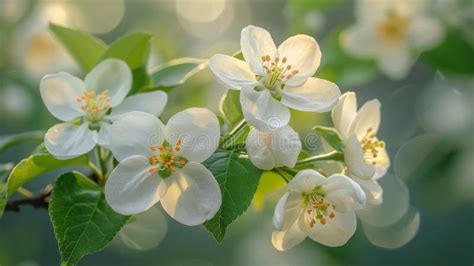 Cluster Of White Flowers Adorning A Tree Stock Photo Image Of