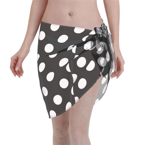 Adobk Black And White Polka Dot Swimsuit Coverups For Women Beach Bikini Short Skirt For