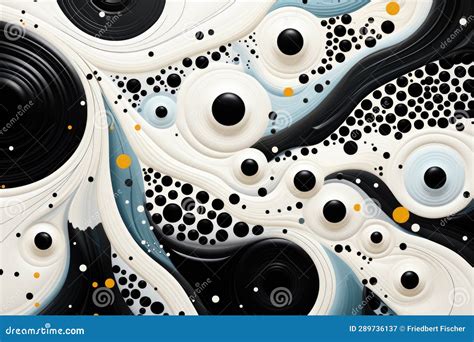 A Black and White Abstract Painting with Circles. Stock Illustration ...