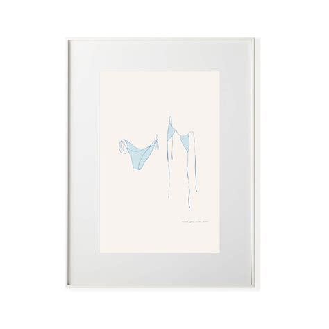 Skinny Dip Light Blue Bikini Line Drawing On Tea Background Line