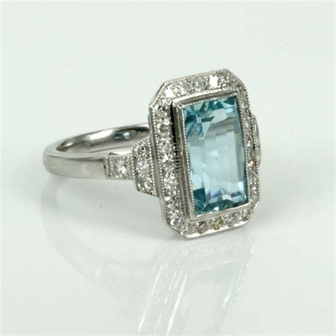 buy aquamarine  diamond ring  ct white gold sold items sold