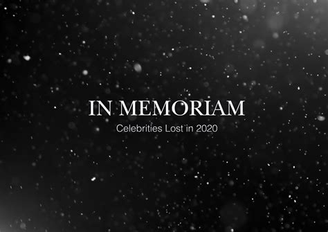 Celebrities Lost in 2020 | My Tributes