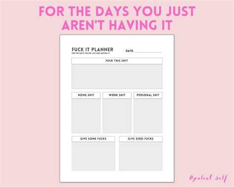 Fuck It Daily Planner Fillable Planner Printable PDF One Page Printable Daily Planner