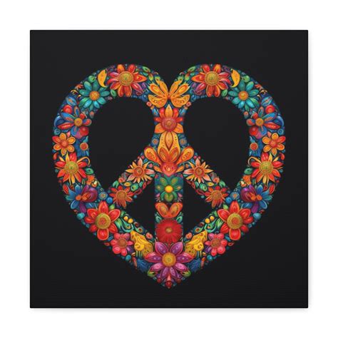 Heart Shaped Peace Symbol With Flowers Etsy