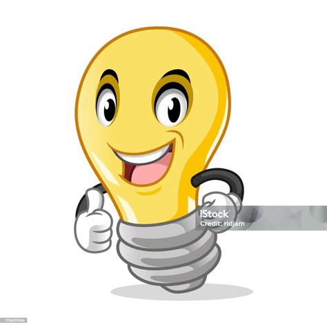Light Bulb Maskot Kartun Desain Karakter Vektor Ilustrasi Ilustrasi
