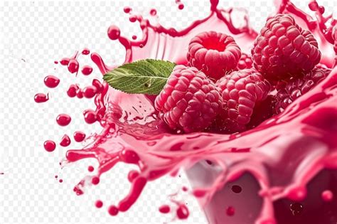 Premium Photo Raspberries In Juice Splash Isolated On A White And