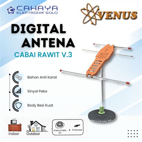 Jual Antena Tv Digital Venus Cabai Rawit Bonus Kabel M Booster Indoor