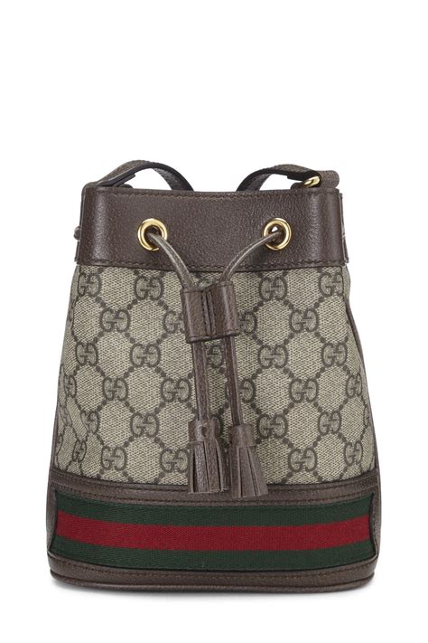 Gucci Original Gg Supreme Canvas Web Ophidia Bucket Bag Small Brown