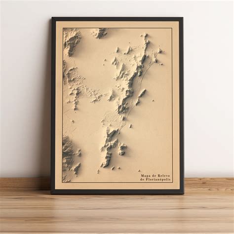 Florianopolis (Brazil) Shaded Relief Map | Minimalist Topographic Wall