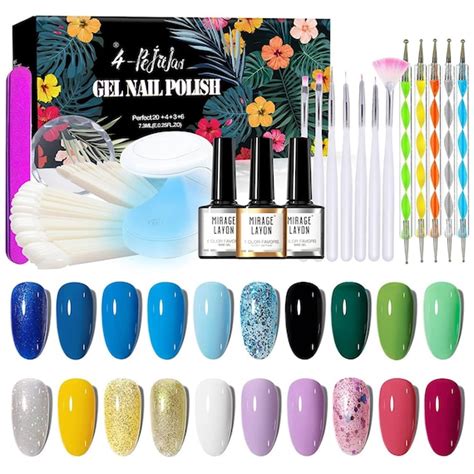 Color Gel Nail Polish Kit W Uv Light All Season Nude Etsy