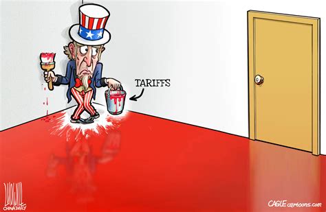 Political Cartoon U.S. Trump Tariffs Trade War China Uncle Sam