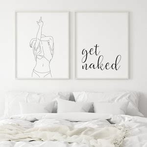 Bathroom Wall Art Decor Get Naked Print Get Naked Line Art Sign Funny Bathroom Sign Art Get