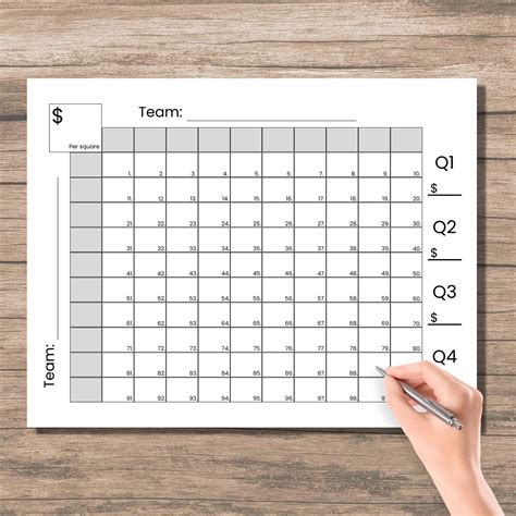 Squares Game Blank Template For Fundraisers Sports Games And