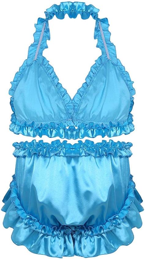 KHDFYER Latex Lingerie Mens Satin Lingerie Set Sexy Gay Panties Full