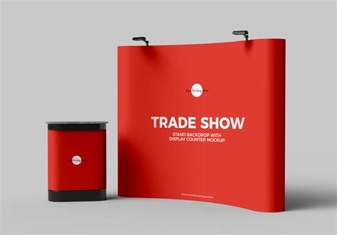 Free Trade Show Banner Stand Backdrop With Display Counter Mockup PSD ...