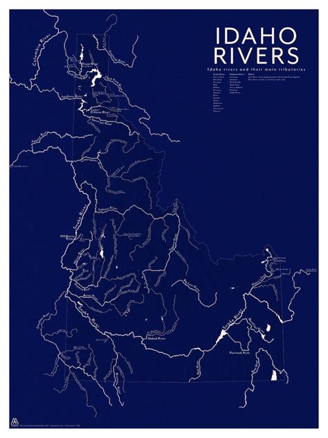 Idaho Rivers Map Print - Etsy