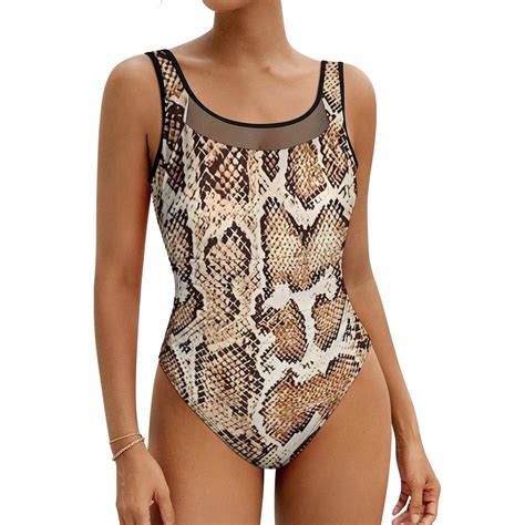 Classic Snake Skin Swimsuit Animal Print One Piece Swimwear Push Up