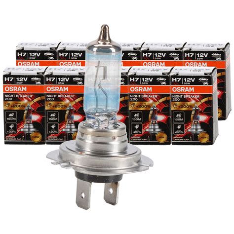 10x OSRAM 64210NB200 Glühlampe H7 NIGHT BREAKER 200 12V 55W PX26d +200% ...