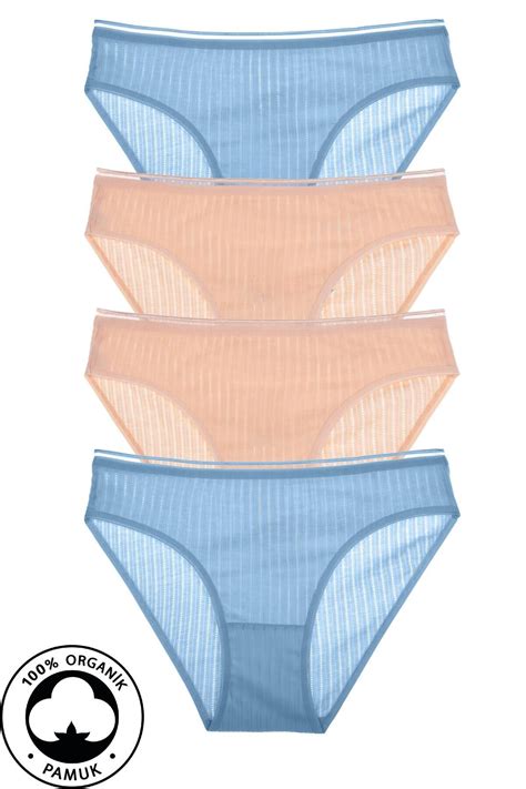 Humaone lü Paket Pamuk Nefes Alan Kumaş Bikini Kesim Zincir Dikişli Külot Mavi ten Fiyatı