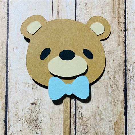 Teddy Bear Cupcake Toppers Teddy Bear Gender Reveal Party Etsy